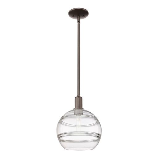Innovations Rochester 10in 1-Light Mini Pendant | Industrial Oil Rubbed Bronze Steel and Clear Glass | Kitchen Island & Dining | Model 716-1S-OB-G556-10CL
