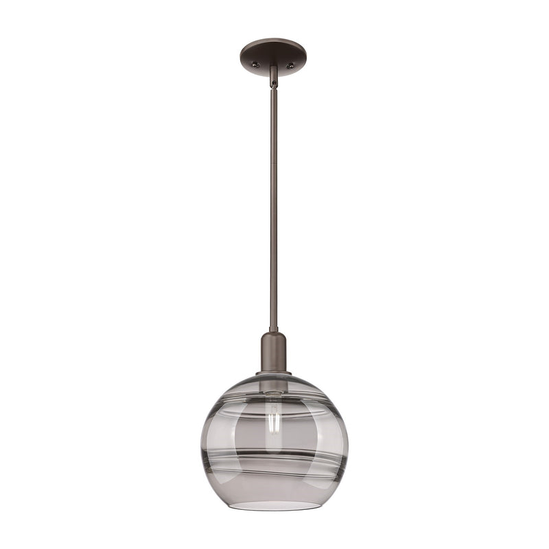 Innovations Rochester 10in 1-Light Mini Pendant | Industrial Oil Rubbed Bronze and Light Smoke Glass | Kitchen Island & Dining | Model 716-1S-OB-G556-10SM