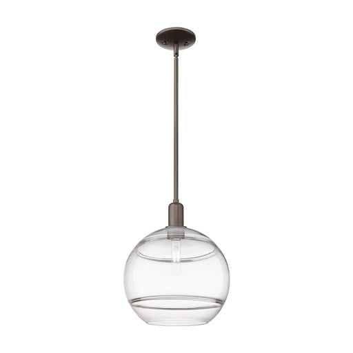 Innovations Rochester 12in 1-Light Mini Pendant | Industrial Oil Rubbed Bronze Steel and Clear Glass | Kitchen Island & Dining | Model 716-1S-OB-G556-12CL