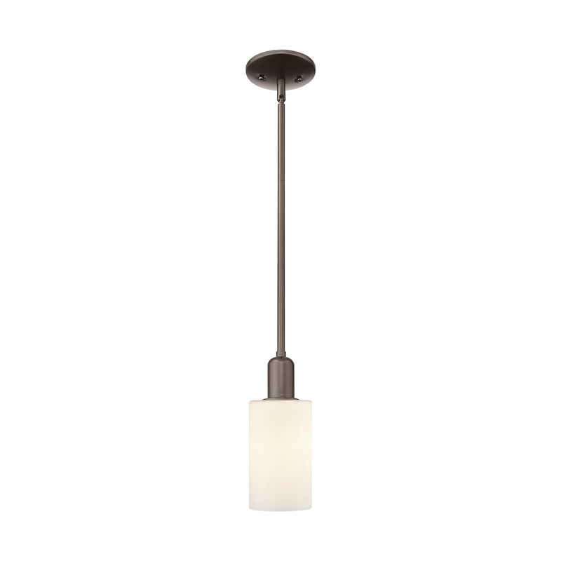 Innovations Clymer 4in 1-Light Mini Pendant | Industrial Oil Rubbed Bronze and Matte White Glass | Kitchen Island & Dining Room | Model 716-1S-OB-G801