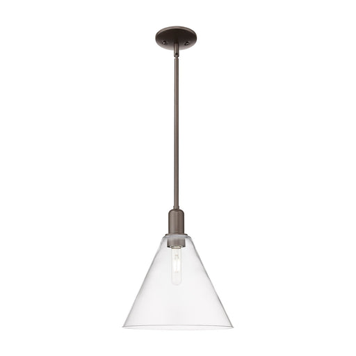 Innovations Berkshire Glass 12in 1-Light Mini Pendant | Industrial Oil Rubbed Bronze and Clear Glass | Kitchen Island & Dining | Model 716-1S-OB-GBC-122