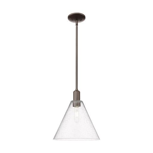 Innovations Berkshire Glass 12in 1-Light Mini Pendant | Industrial Oil Rubbed Bronze Steel and Seedy Glass | Kitchen Island & | Model 716-1S-OB-GBC-124