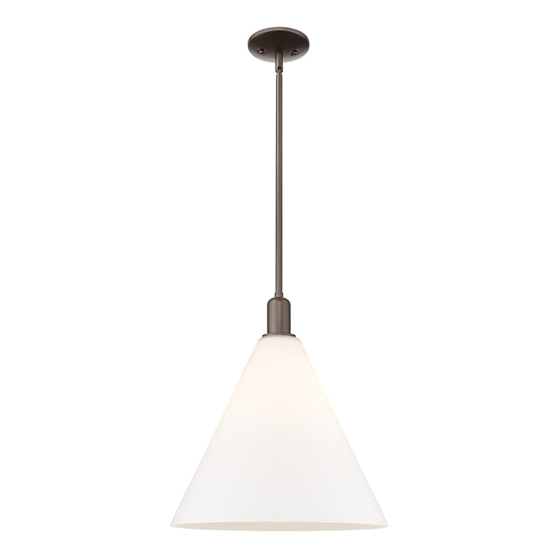 Innovations Berkshire Glass 16in 1-Light Mini Pendant | Industrial Oil Rubbed Bronze and Matte White Glass | Kitchen Island & | Model 716-1S-OB-GBC-161