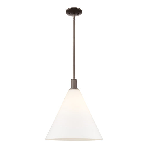 Innovations Berkshire Glass 16in 1-Light Mini Pendant | Industrial Oil Rubbed Bronze and Matte White Glass | Kitchen Island & | Model 716-1S-OB-GBC-161
