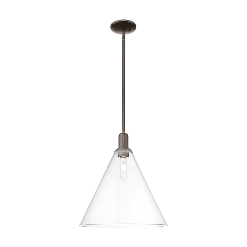 Innovations Berkshire Glass 16in 1-Light Mini Pendant | Industrial Oil Rubbed Bronze and Clear Cone Glass | Kitchen Island & | Model 716-1S-OB-GBC-162