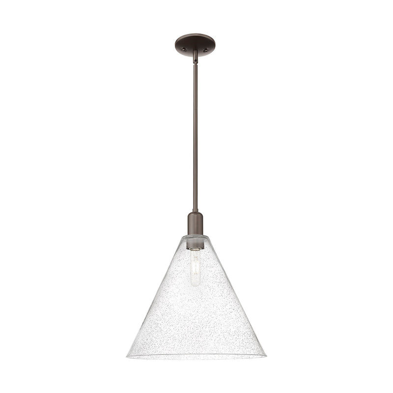 Innovations Berkshire Glass 16in 1-Light Mini Pendant | Industrial Oil Rubbed Bronze and Seedy Glass | Kitchen Island & Dining | Model 716-1S-OB-GBC-164