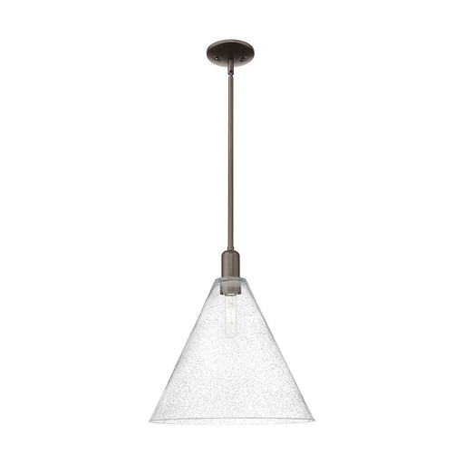 Innovations Berkshire Glass 16in 1-Light Mini Pendant | Industrial Oil Rubbed Bronze and Seedy Glass | Kitchen Island & Dining | Model 716-1S-OB-GBC-164