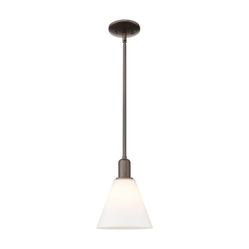Innovations Berkshire Glass 8in 1-Light Mini Pendant | Industrial Oil Rubbed Bronze and Matte White Glass | Kitchen Island & | Model 716-1S-OB-GBC-81