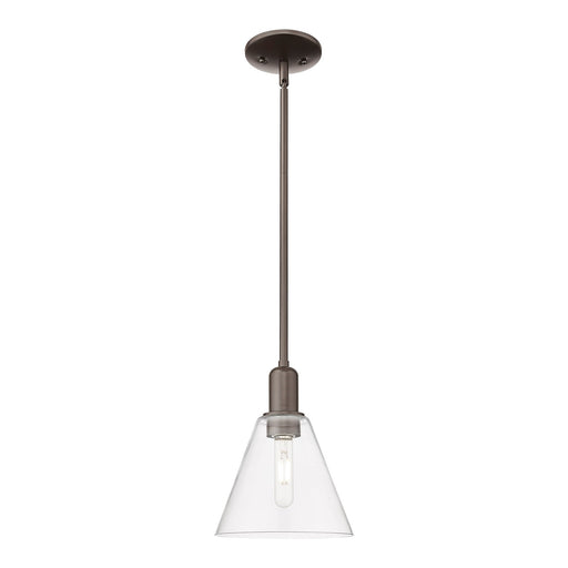 Innovations Berkshire Glass 8in 1-Light Mini Pendant | Industrial Oil Rubbed Bronze Steel and Clear Glass | Kitchen Island & | Model 716-1S-OB-GBC-82