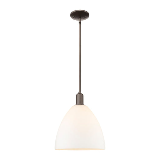 Innovations Bristol 12in 1-Light Mini Pendant | Industrial Oil Rubbed Bronze Steel and Matte White Glass | Kitchen Island & | Model 716-1S-OB-GBD-121