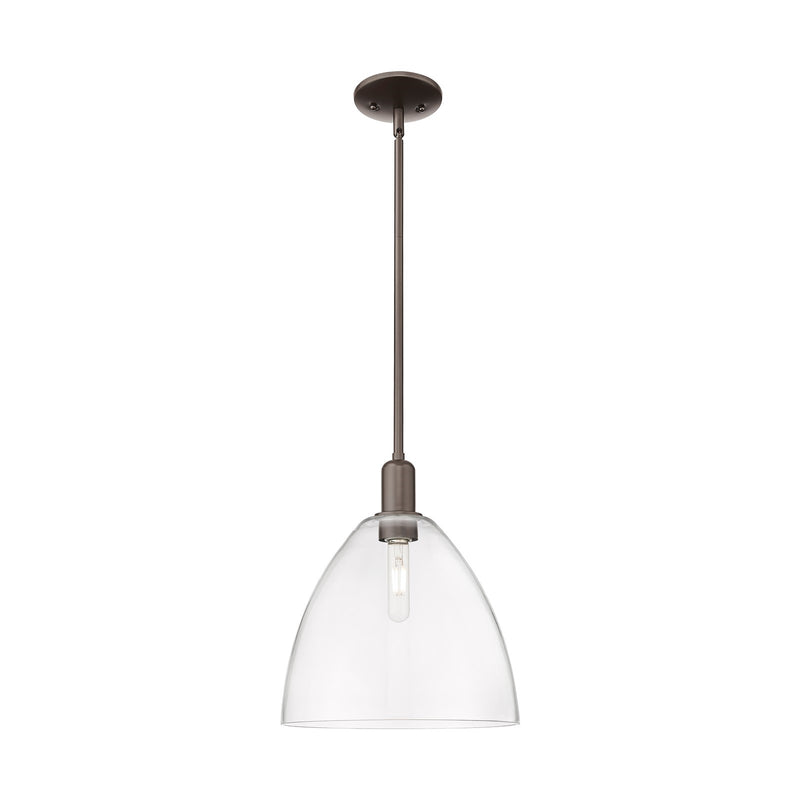 Innovations Bristol 12in 1-Light Mini Pendant | Industrial Oil Rubbed Bronze Steel and Clear Glass | Kitchen Island & Dining | Model 716-1S-OB-GBD-122