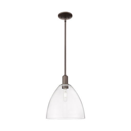 Innovations Bristol 12in 1-Light Mini Pendant | Industrial Oil Rubbed Bronze Steel and Clear Glass | Kitchen Island & Dining | Model 716-1S-OB-GBD-122