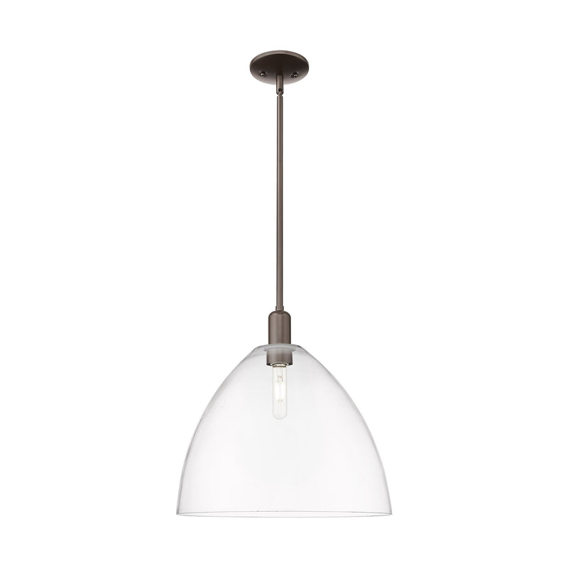 Innovations Bristol 16in 1-Light Mini Pendant | Industrial Oil Rubbed Bronze Steel and Clear Glass | Kitchen Island & Dining | Model 716-1S-OB-GBD-162