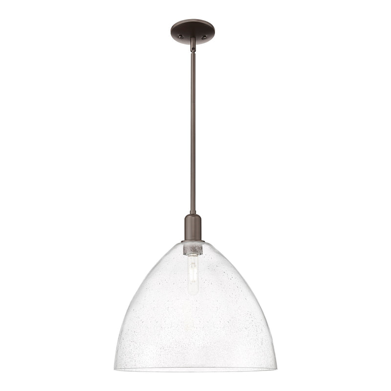 Innovations Bristol 16in 1-Light Mini Pendant | Industrial Oil Rubbed Bronze Steel and Seedy Glass | Kitchen Island & Dining | Model 716-1S-OB-GBD-164