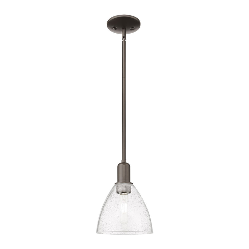 Innovations Bristol 7.5in 1-Light Mini Pendant | Industrial Oil Rubbed Bronze Steel and Seedy Glass | Kitchen Island & Dining | Model 716-1S-OB-GBD-754