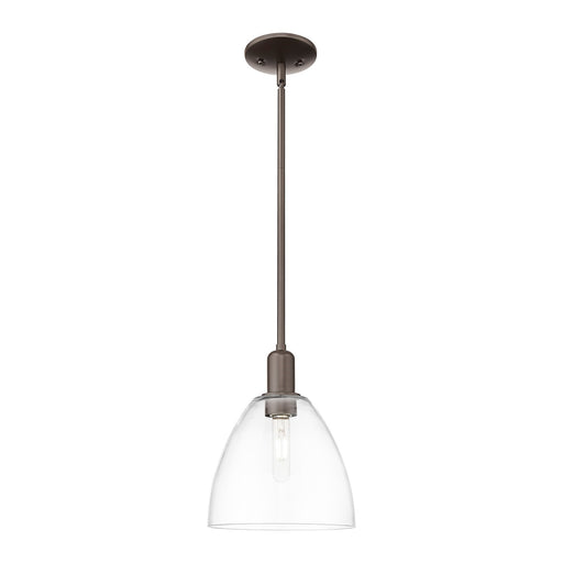 Innovations Bristol 9in 1-Light Mini Pendant | Industrial Oil Rubbed Bronze Steel and Clear Glass | Kitchen Island & Dining Room | Model 716-1S-OB-GBD-92