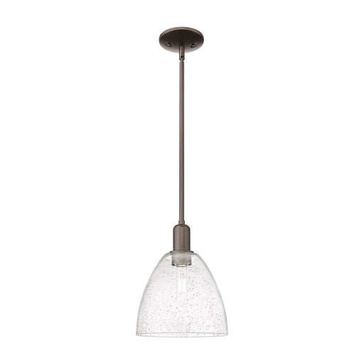 Innovations Bristol 9in 1-Light Mini Pendant | Industrial Oil Rubbed Bronze Steel and Seedy Glass | Kitchen Island & Dining Room | Model 716-1S-OB-GBD-94