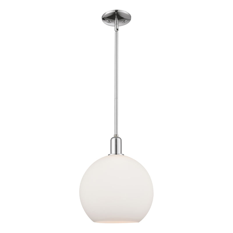 Innovations Athens 12in 1-Light Mini Pendant | Industrial Polished Chrome and Matte White Glass | Kitchen Island & Dining Room | Model 716-1S-PC-G121-12