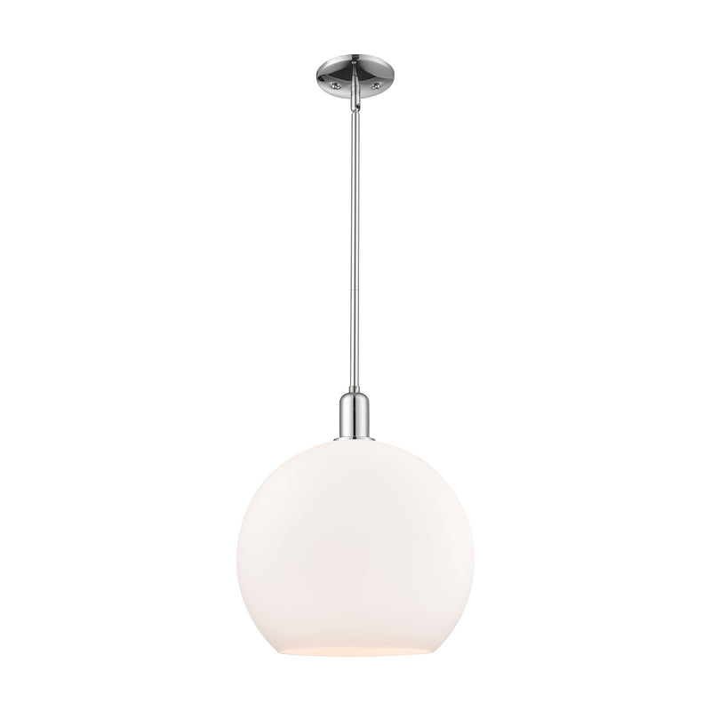Innovations Athens 14in 1-Light Mini Pendant | Industrial Polished Chrome and Matte White Glass | Kitchen Island & Dining Room | Model 716-1S-PC-G121-14