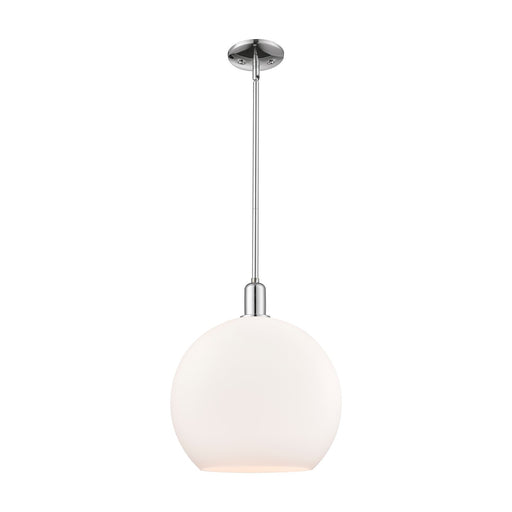 Innovations Athens 14in 1-Light Mini Pendant | Industrial Polished Chrome and Matte White Glass | Kitchen Island & Dining Room | Model 716-1S-PC-G121-14