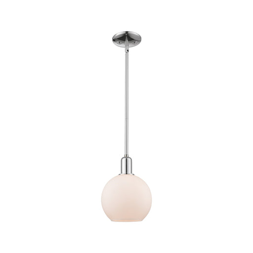 Innovations Athens 8in 1-Light Mini Pendant | Industrial Modern Polished Chrome and Matte White Glass | Kitchen Island & Dining | Model 716-1S-PC-G121-8