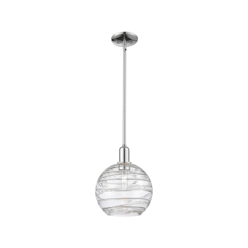 Innovations Athens Deco Swirl 10in 1-Light Mini Pendant | Industrial Polished Chrome and Clear Deco Swirl Glass | Kitchen | Model 716-1S-PC-G1213-10CL
