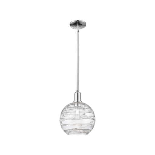 Innovations Athens Deco Swirl 10in 1-Light Mini Pendant | Industrial Polished Chrome and Clear Deco Swirl Glass | Kitchen | Model 716-1S-PC-G1213-10CL