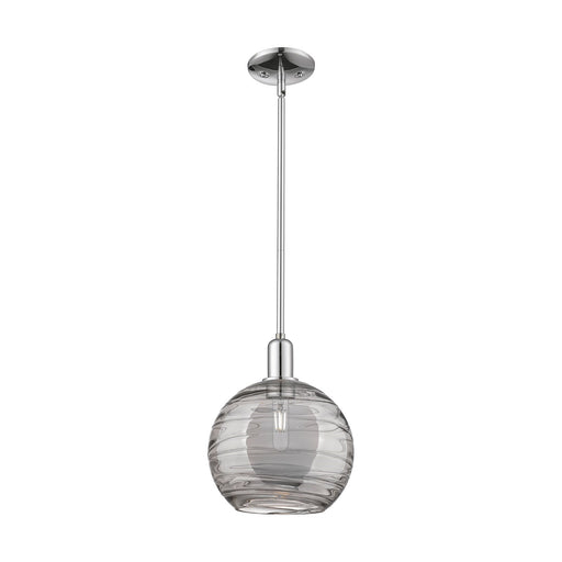 Innovations Athens Deco Swirl 10in 1-Light Mini Pendant | Industrial Polished Chrome and Light Smoke Glass | Kitchen Island & | Model 716-1S-PC-G1213-10SM