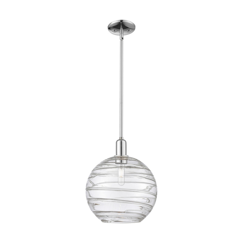 Innovations Athens Deco Swirl 12in 1-Light Mini Pendant | Industrial Polished Chrome Steel and Clear Glass | Kitchen Island & | Model 716-1S-PC-G1213-12CL