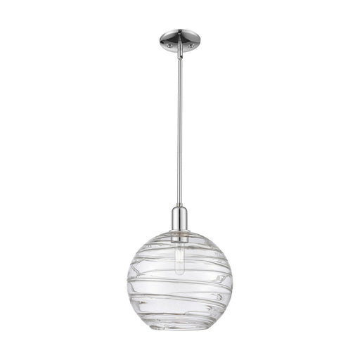 Innovations Athens Deco Swirl 12in 1-Light Mini Pendant | Industrial Polished Chrome Steel and Clear Glass | Kitchen Island & | Model 716-1S-PC-G1213-12CL