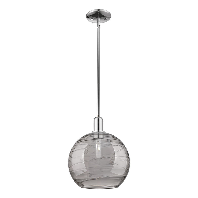 Innovations Athens Deco Swirl 12in 1-Light Mini Pendant | Industrial Polished Chrome and Light Smoke Glass | Kitchen Island & | Model 716-1S-PC-G1213-12SM