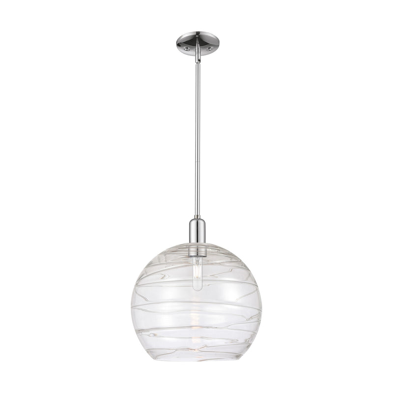 Innovations Athens Deco Swirl 14in 1-Light Mini Pendant | Industrial Polished Chrome and Clear Deco Swirl Glass | Kitchen | Model 716-1S-PC-G1213-14CL