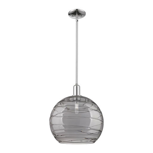 Innovations Athens Deco Swirl 14in 1-Light Mini Pendant | Industrial Polished Chrome and Light Smoke Glass | Kitchen Island & | Model 716-1S-PC-G1213-14SM