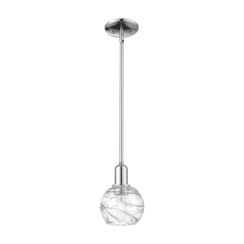 Innovations Athens Deco Swirl 6in 1-Light Mini Pendant | Industrial Modern Polished Chrome and Clear Deco Swirl Glass | Model 716-1S-PC-G1213-6CL