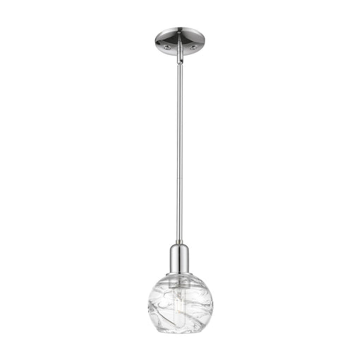 Innovations Athens Deco Swirl 6in 1-Light Mini Pendant | Industrial Modern Polished Chrome and Clear Deco Swirl Glass | Model 716-1S-PC-G1213-6CL