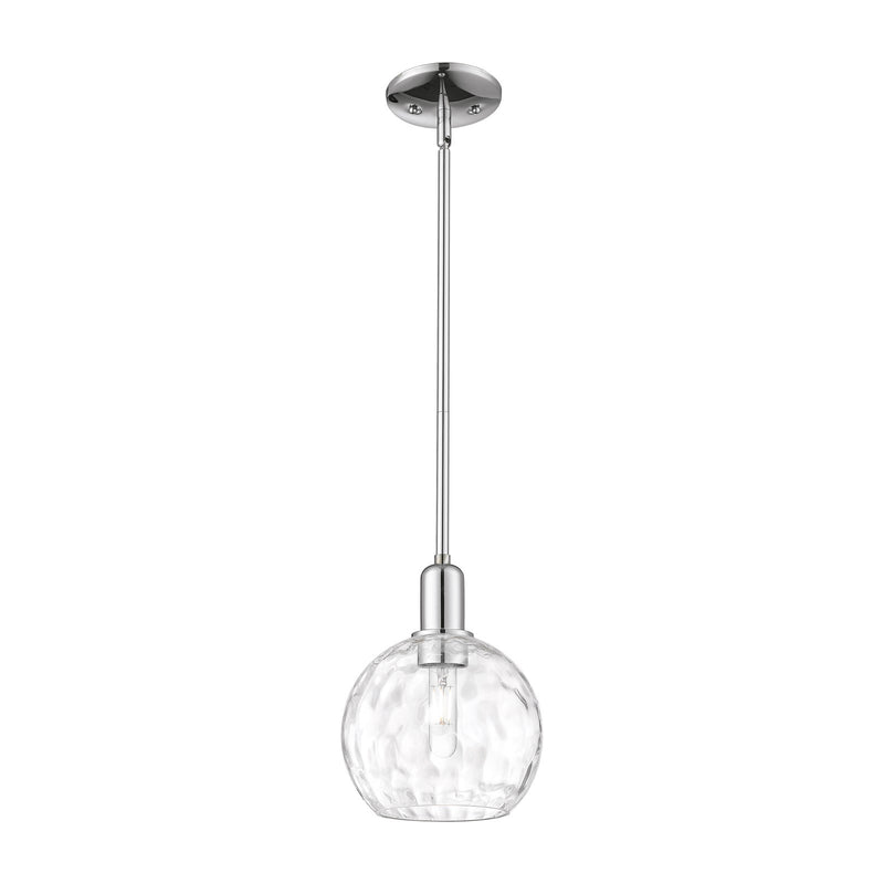 Innovations Athens Water Glass 8in 1-Light Mini Pendant | Industrial Polished Chrome and Clear Water Glass | Kitchen Island & | Model 716-1S-PC-G1215-8