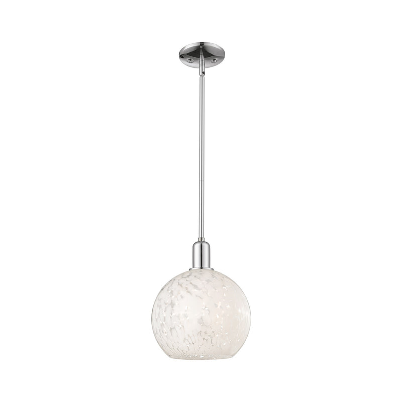 Innovations Lighting Arcadia 10in 1-Light Mini Pendant | Industrial Polished Chrome and White Mouchette Glass | Kitchen | Model 716-1S-PC-G1216-10WM