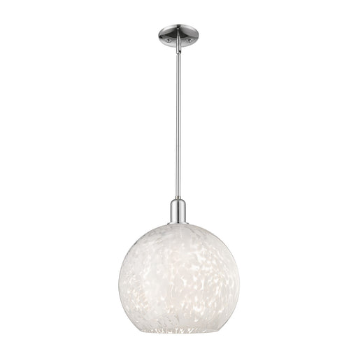 Innovations Lighting White Mouchette 14in 1-Light Mini Pendant | Industrial Polished Chrome and White Glass | Kitchen Island | Model 716-1S-PC-G1216-14WM