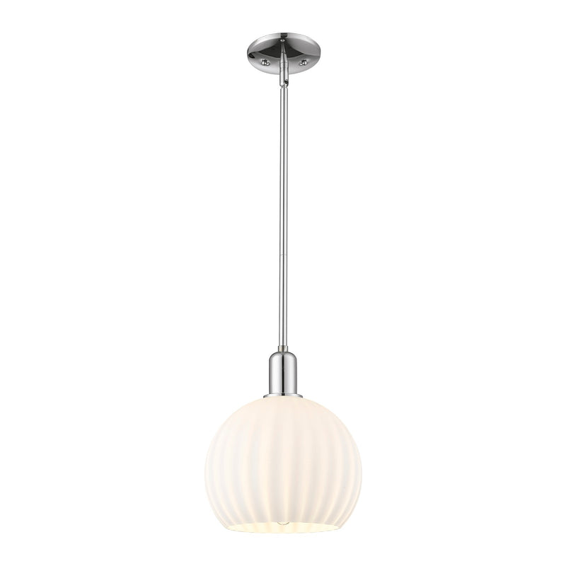 Innovations Lighting Arcadia 10in 1-Light Mini Pendant | Industrial Polished Chrome and White Venetian Glass | Kitchen Island | Model 716-1S-PC-G1217-10WV