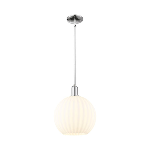Innovations Lighting White Venetian 12in 1-Light Mini Pendant | Industrial Polished Chrome and White Venetian Glass | Kitchen | Model 716-1S-PC-G1217-12WV