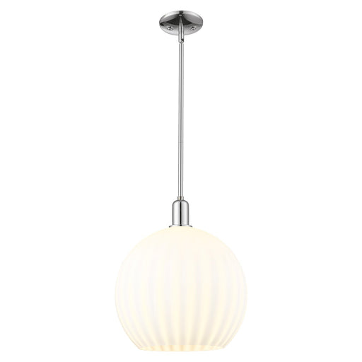 Innovations Lighting White Venetian 14in 1-Light Mini Pendant | Industrial Polished Chrome and White Venetian Glass | Kitchen | Model 716-1S-PC-G1217-14WV