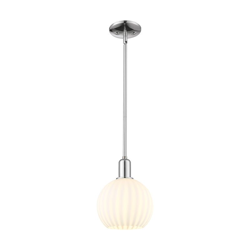 Innovations Lighting White Venetian 8in 1-Light Mini Pendant | Industrial Polished Chrome and White Venetian Glass | Kitchen | Model 716-1S-PC-G1217-8WV