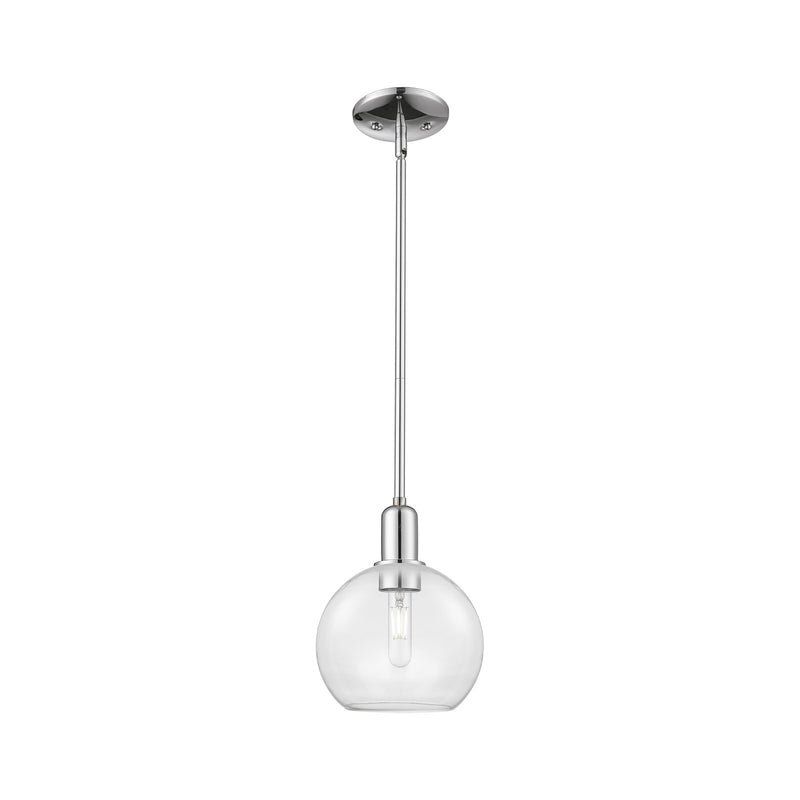 Innovations Athens 8in 1-Light Mini Pendant | Industrial Polished Chrome Steel and Clear Glass | Kitchen Island & Dining Room | Model 716-1S-PC-G122-8