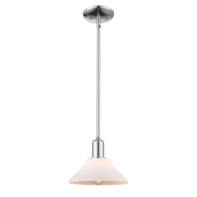 Innovations Orwell 8in 1-Light Mini Pendant | Industrial Polished Chrome Steel and Matte White Glass | Kitchen Island & Dining Room | Model 716-1S-PC-G131