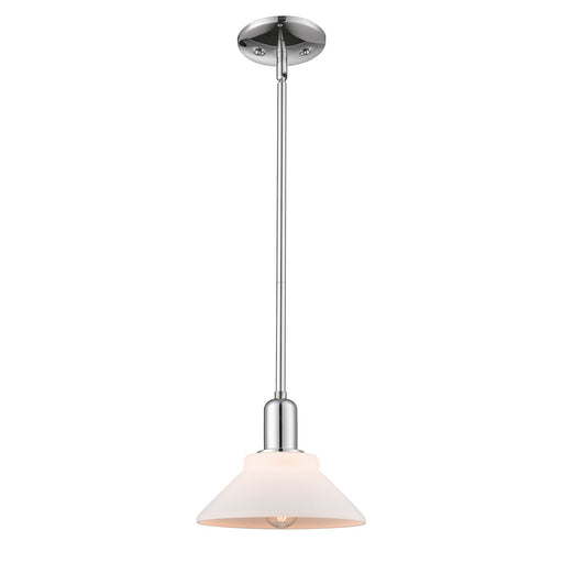 Innovations Orwell 8in 1-Light Mini Pendant | Industrial Polished Chrome Steel and Matte White Glass | Kitchen Island & Dining Room | Model 716-1S-PC-G131