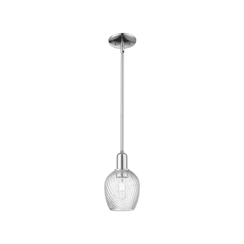 Innovations Salina 5.75in 1-Light Mini Pendant | Industrial Polished Chrome and Clear Spiral Fluted Glass | Kitchen Island & Dining | Model 716-1S-PC-G292