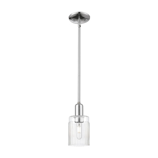 Innovations Hadley 4.5in 1-Light Mini Pendant | Industrial Polished Chrome and Clear Ribbed Glass | Kitchen Island & Dining Room | Model 716-1S-PC-G342