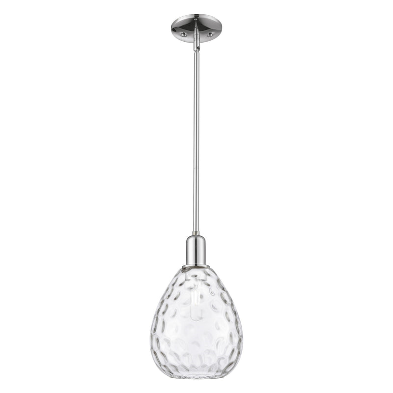 Innovations Waverly 8in 1-Light Mini Pendant | Industrial Polished Chrome and Clear Glass | Kitchen Island & Dining Room | Damp | Model 716-1S-PC-G372