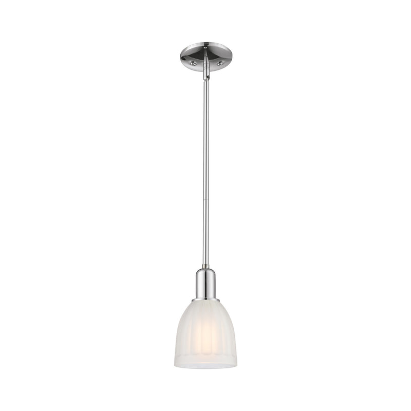 Innovations Brookfield 6in 1-Light Mini Pendant | Industrial Polished Chrome and White Frosted Ribbed Glass | Kitchen Island & | Model 716-1S-PC-G441