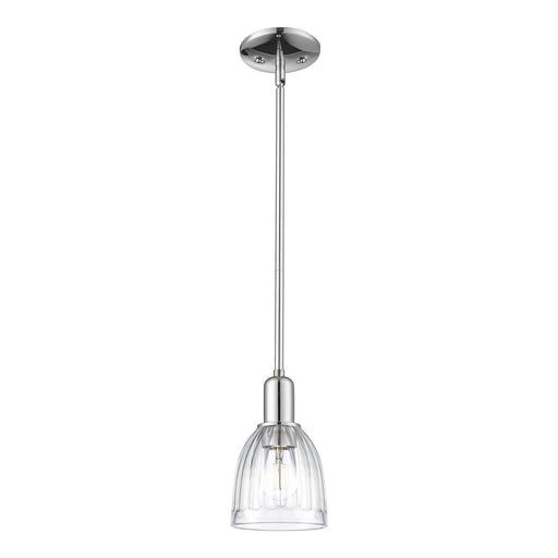 Innovations Brookfield 6in 1-Light Mini Pendant | Industrial Polished Chrome and Clear Ribbed Glass | Kitchen Island & Dining Room | Model 716-1S-PC-G442